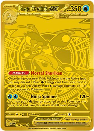 Image of Mega Greninja ex 122/086  - Holofoil ME04 Chaos Rising - Mega Hyper Rare