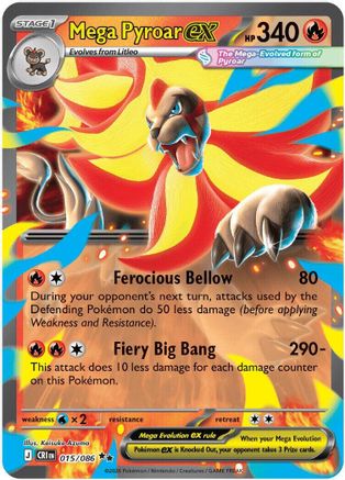 Image of Mega Pyroar ex 015/086  - Holofoil ME04 Chaos Rising - Double Rare