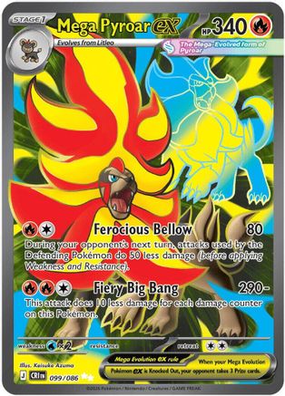 Image of Mega Pyroar ex 099/086  - Holofoil ME04 Chaos Rising - Ultra Rare