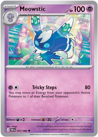 Image of Meowstic 037  - Reverse Holofoil ME04 Chaos Rising - Uncommon