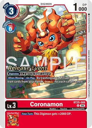 Image of Coronamon (BT25-008) - Dual Revolution Release Event Cards Foil