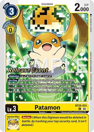 Image of Patamon (BT25-031) - Dual Revolution Release Event Cards Foil