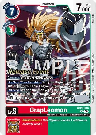 Image of GrapLeomon (BT25-016) - Dual Revolution Release Event Cards Foil