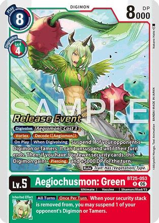 Image of Aegiochusmon: Green (BT25-053) - Dual Revolution Release Event Cards Foil
