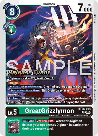 Image of GreatGrizzlymon (BT25-054) - Dual Revolution Release Event Cards Foil