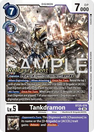 Image of Tankdramon (BT25-074) - Dual Revolution Release Event Cards Foil