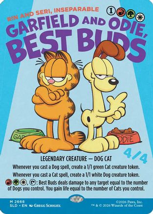 Image of Garfield and Odie, Best Buds - Rin and Seri, Inseparable (SLD-2668) - Secret Lair Drop Series Foil