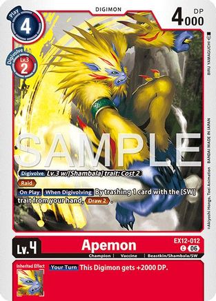 Image of Apemon (EX12-012) - Digital World Shambala