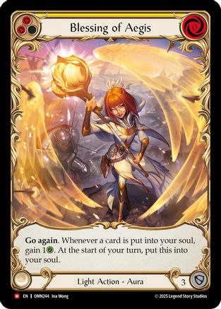Image of Blessing Of Aegis (Yellow) (Extended Art) (OMN244) - Omens of the Third Age Cold Foil