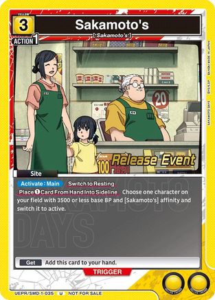 Image of Sakamoto's (Release Event) (UE19BT/SMD-1-035) - UE19BT SAKAMOTO DAYS Release Event Cards