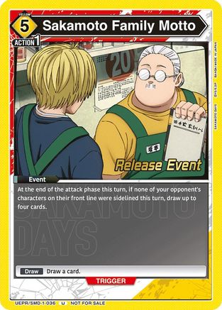 Image of Sakamoto Family Motto (Release Event) (UE19BT/SMD-1-036) - UE19BT SAKAMOTO DAYS Release Event Cards
