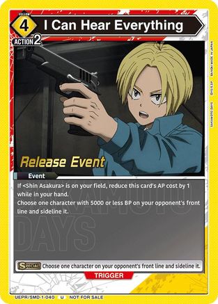 Image of I Can Hear Everything (Release Event) (UE19BT/SMD-1-040) - UE19BT SAKAMOTO DAYS Release Event Cards