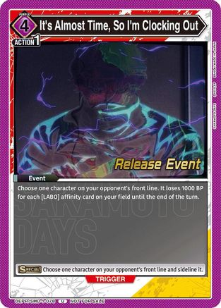 Image of It's Almost Time, So I'm Clocking Out (Release Event) (UE19BT/SMD-1-078) - UE19BT SAKAMOTO DAYS Release Event Cards