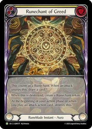 Image of Runechant of Greed (Yellow) (GEM177) - Gem Pack 5 Rainbow Foil