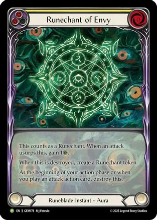 Image of Runechant of Envy (Yellow) (GEM178) - Gem Pack 5 Rainbow Foil