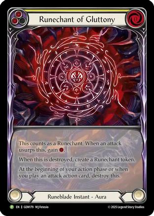Image of Runechant of Gluttony (Yellow) (GEM179) - Gem Pack 5 Rainbow Foil