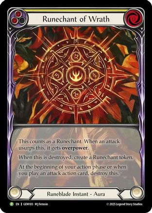 Image of Runechant of Wrath (Yellow) (GEM183) - Gem Pack 5 Rainbow Foil