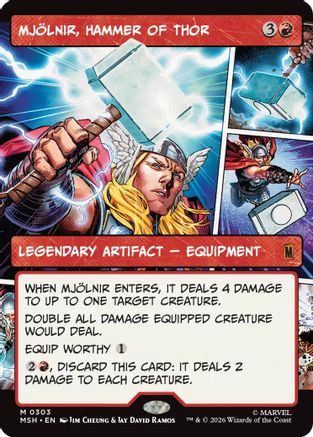Image of Mjolnir, Hammer of Thor (Borderless) (0303) (MSH-303) - Marvel Super Heroes Foil
