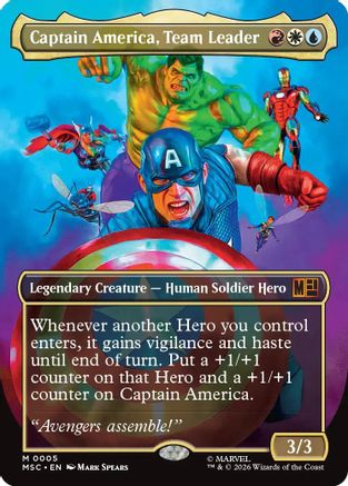 Image of Captain America, Team Leader (Borderless) (MSC-005) - Commander: Marvel Super Heroes Foil
