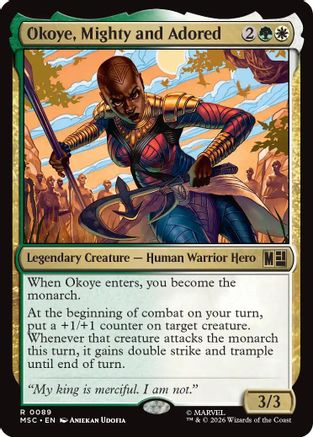 Image of Okoye, Mighty and Adored (Surge Foil) (MSC-089) - Commander: Marvel Super Heroes Foil