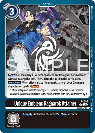 Image of Unique Emblem: Ragnarok Attainer (Official Store Tournament 2026 Vol. 3 Participant) (P-244) - Digimon Promotion Cards