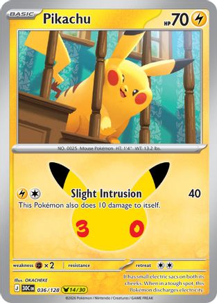 Image of Pikachu 036/128  - Holofoil ME 30th Celebration - None