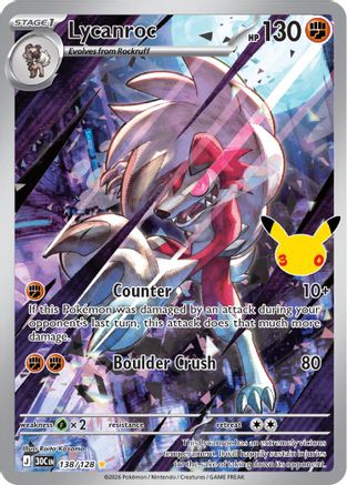 Image of Lycanroc 138  - Holofoil ME 30th Celebration - Illustration Rare