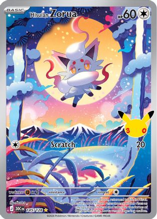 Image of Hisuian Zorua 145  - Holofoil ME 30th Celebration - Illustration Rare