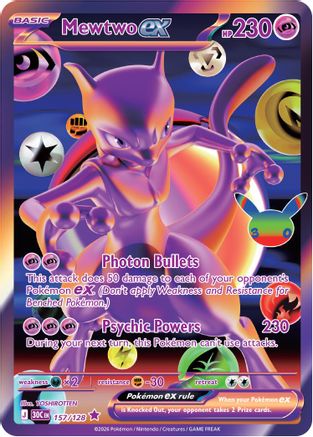 Image of Mewtwo ex 157  - Holofoil ME 30th Celebration - Futuristic Rare