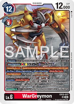 Image of WarGreymon (EX12-017) - Digital World Shambala Foil