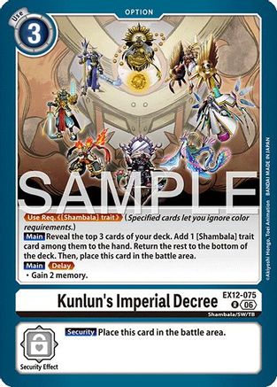 Image of Kunlun's Imperial Decree (EX12-075) - Digital World Shambala Foil