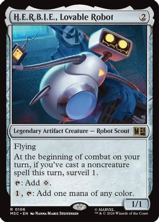 Image of H.E.R.B.I.E., Lovable Robot (Surge Foil) (MSC-106) - Commander: Marvel Super Heroes Foil