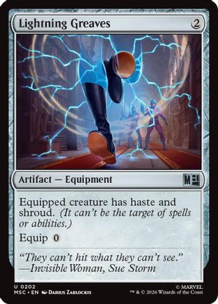Image of Lightning Greaves (Surge Foil) (MSC-202) - Commander: Marvel Super Heroes Foil