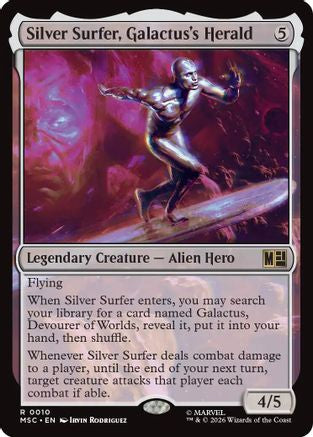 Image of Silver Surfer, Galactus's Herald (Surge Foil) (MSC-010) - Commander: Marvel Super Heroes Foil