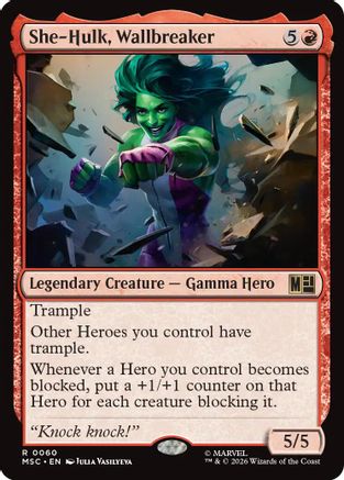 Image of She-Hulk, Wallbreaker (Surge Foil) (MSC-060) - Commander: Marvel Super Heroes Foil