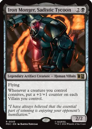 Image of Iron Monger, Sadistic Tycoon (Surge Foil) (MSC-045) - Commander: Marvel Super Heroes Foil