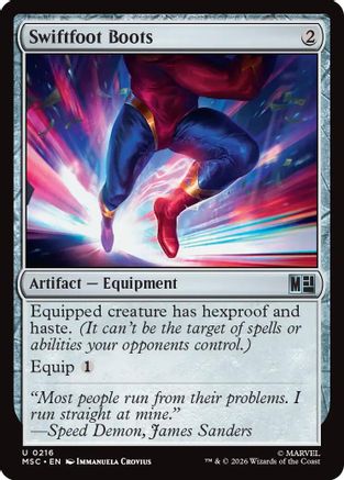 Image of Swiftfoot Boots (Surge Foil) (MSC-216) - Commander: Marvel Super Heroes Foil