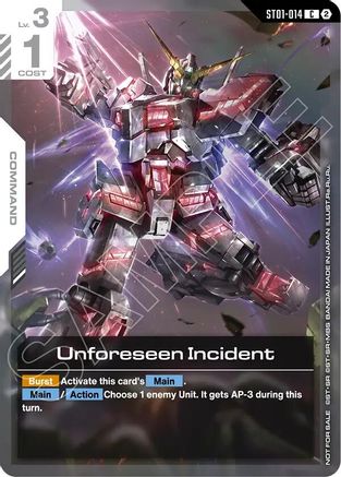 Image of Unforeseen Incident (World Championship Regionals 26-27 Season 1) (ST01-014) - Gundam Promotional Cards Holofoil