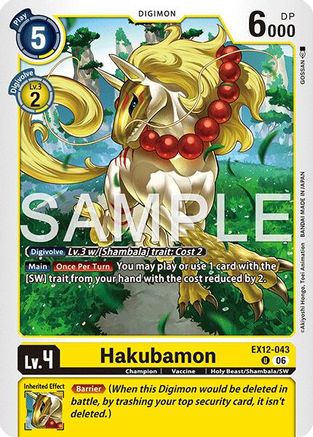 Image of Hakubamon (EX12-043) - Digital World Shambala