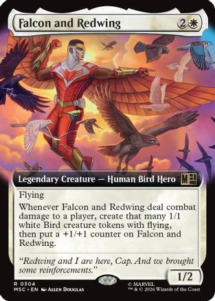 Image of Falcon and Redwing (Extended Art) (MSC-304) - Commander: Marvel Super Heroes Foil