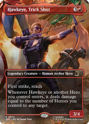 Image of Hawkeye, Trick Shot (Borderless) (MSC-506) - Commander: Marvel Super Heroes Foil