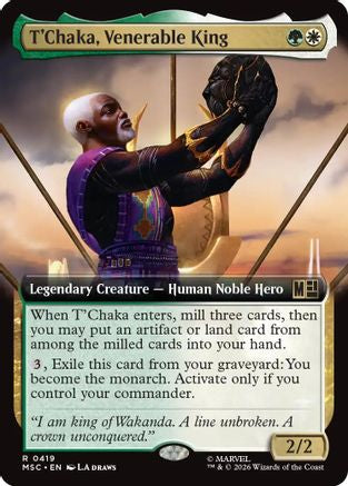 Image of T'Chaka, Venerable King (Extended Art) (MSC-419) - Commander: Marvel Super Heroes Foil