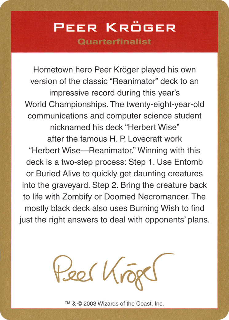 Image of Peer Kroger Bio [World Championship Decks 2003]