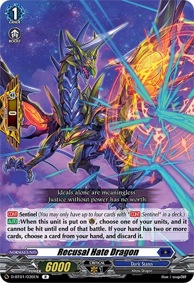 Image of Recusal Hate Dragon (D-BT01/036EN) [Genesis of the Five Greats]