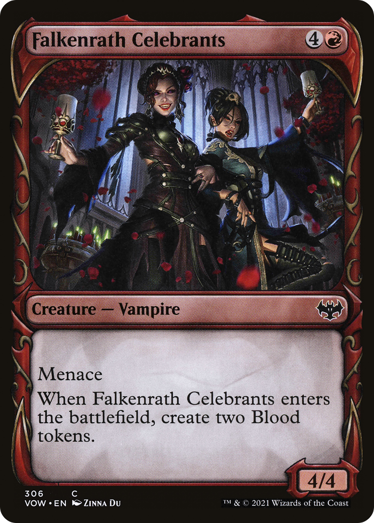 Image of Falkenrath Celebrants (Showcase Fang Frame) [Innistrad: Crimson Vow]