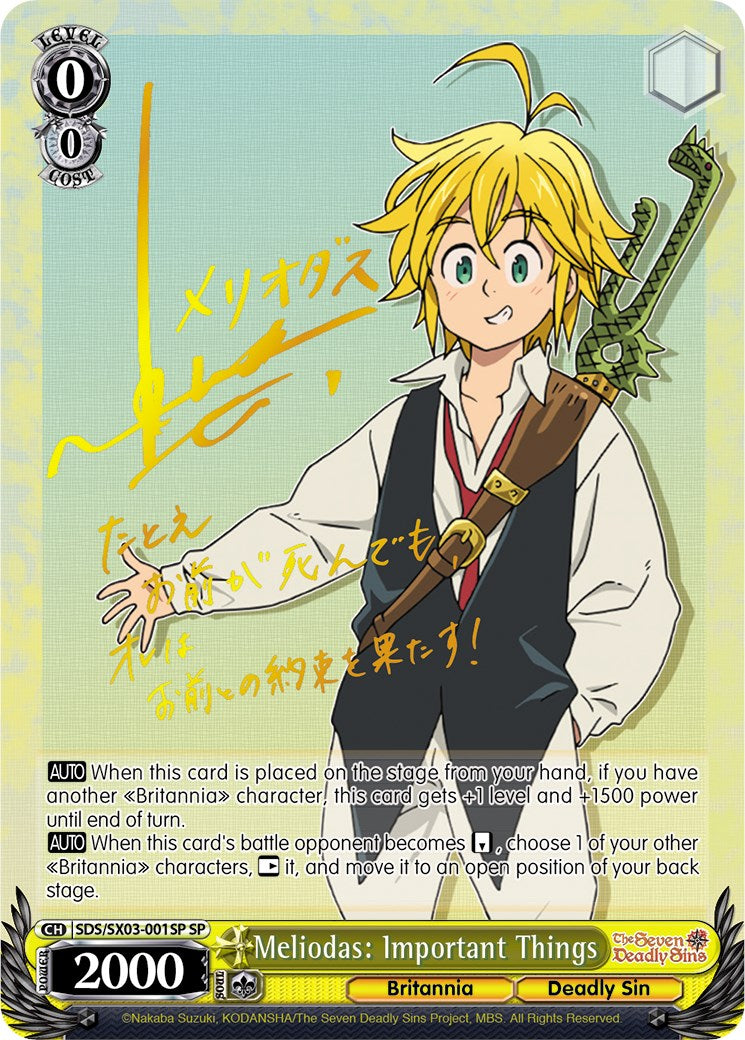 Image of Meliodas: Important Things (SDS/SX03-001SP SP) [The Seven Deadly Sins]