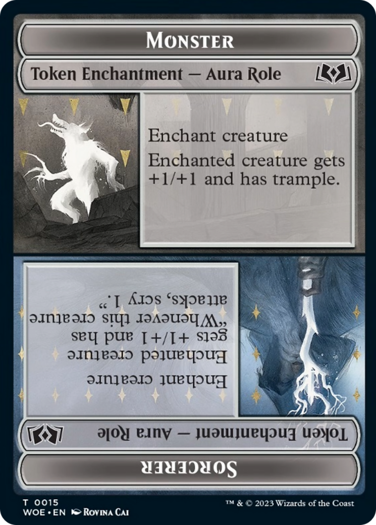 Image of Monster Role // Sorcerer Role Token [Wilds of Eldraine Tokens]