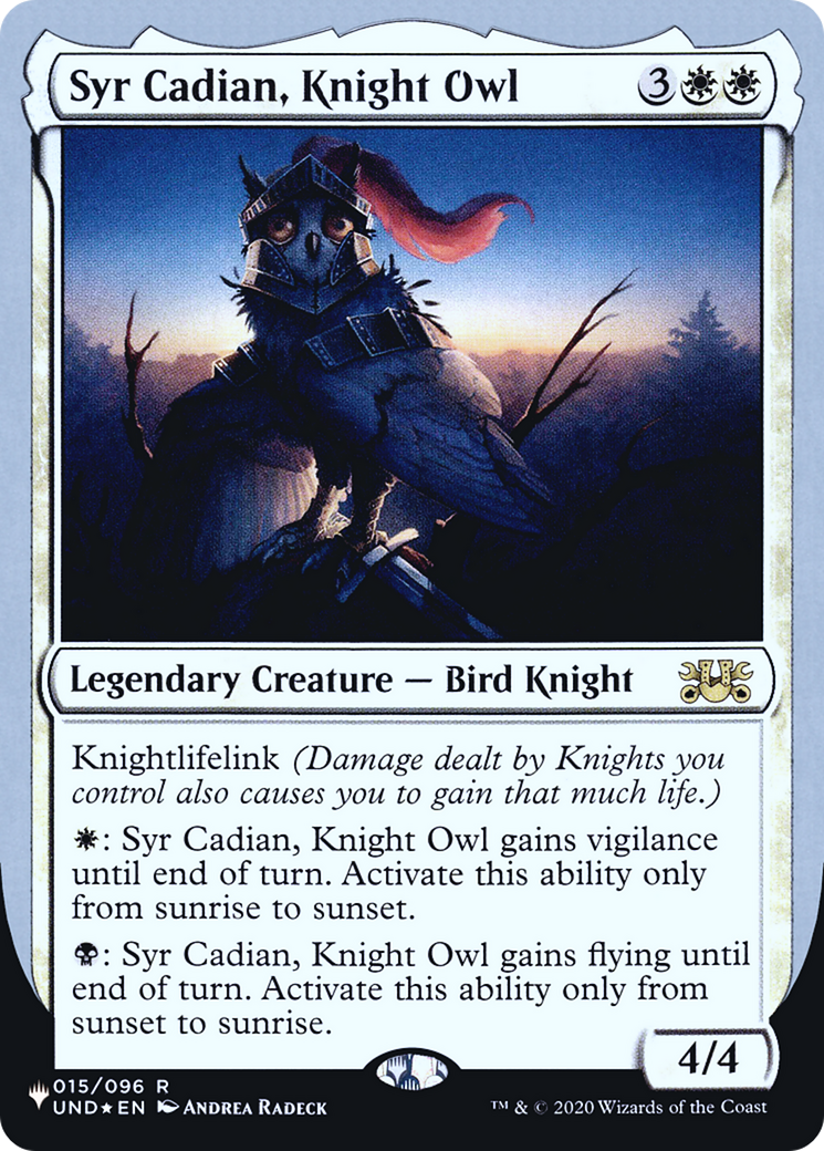 Image of Syr Cadian, Knight Owl (Unfinity Foil Edition) [The List]