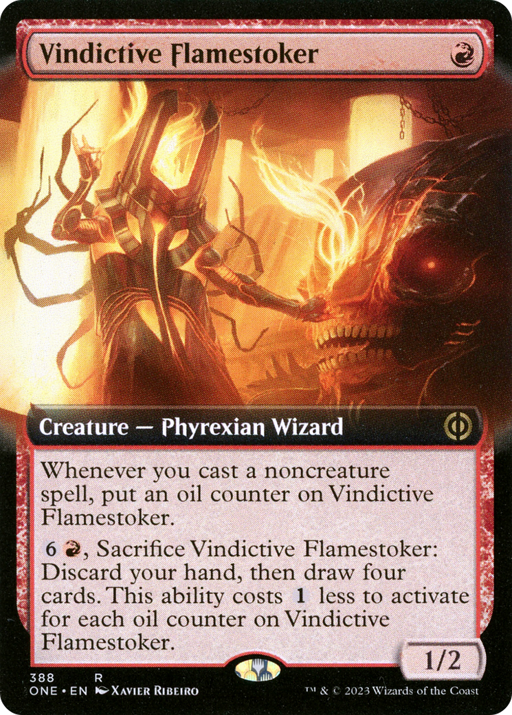 Image of Vindictive Flamestoker (Extended Art) [Phyrexia: All Will Be One]