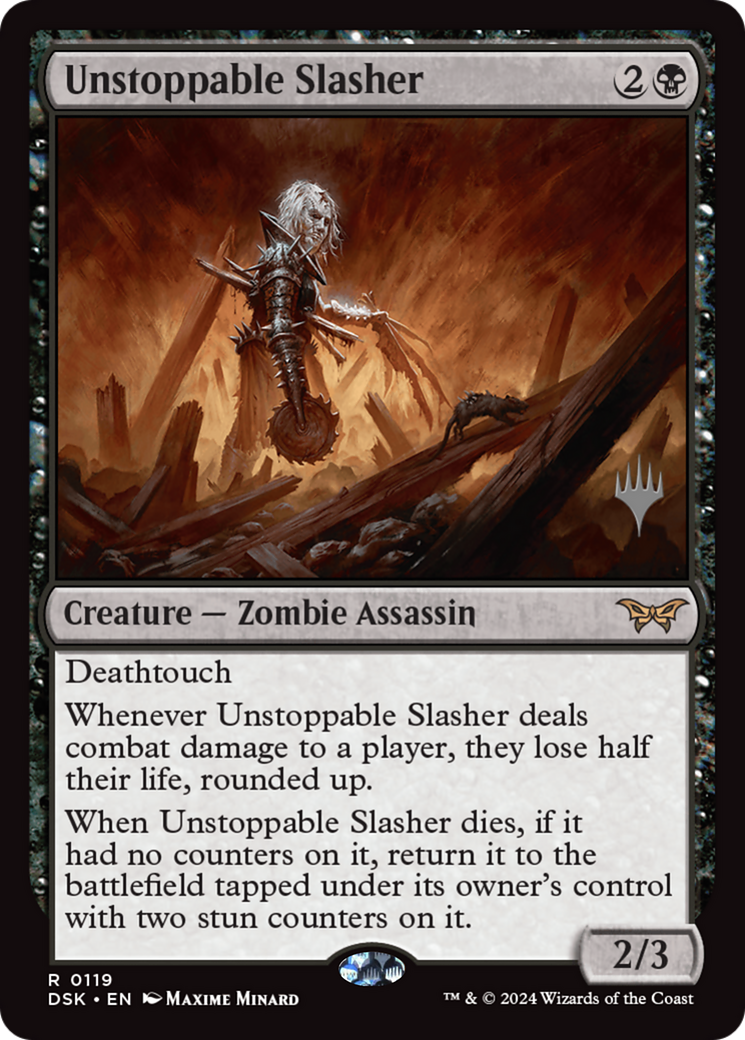 Image of Unstoppable Slasher (0119) (Promo Pack) [Duskmourn: House of Horror Promos]